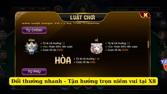 Đổi thưởng nhanh - Tận hưởng trọn niềm vui tại X8